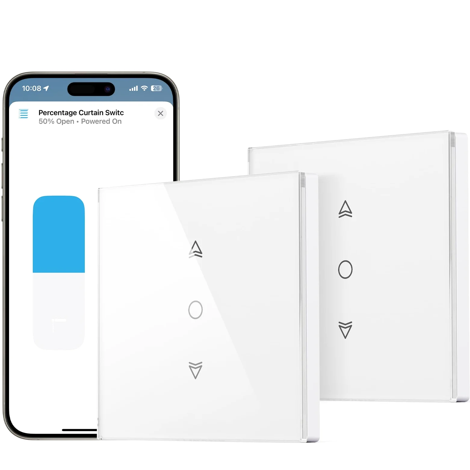 Maxcio Interruttore per tapparelle WiFi Connected, Interruttore per tende Compatibile con HomeKit, Alexa e Google Home, Controllo percentuale, Controllo remoto e Controllo vocale (2 Packs)