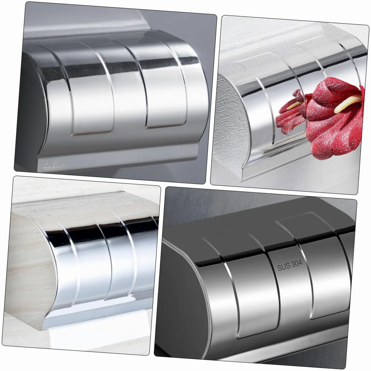 LIFKOME Portarotolo e Contenitore per Carta Igienica da Parete in Acciaio Inox Argento, senza Foratura, Facile da Lavare, per Bagno e Hotel