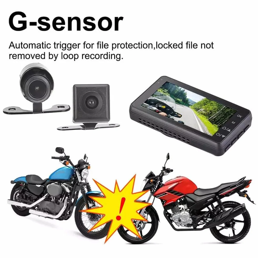 Telecamera DVR per moto con telecamera anteriore posteriore Dual Video Registrazione in loop impermeabile Registratore di guida per moto Sostituzione