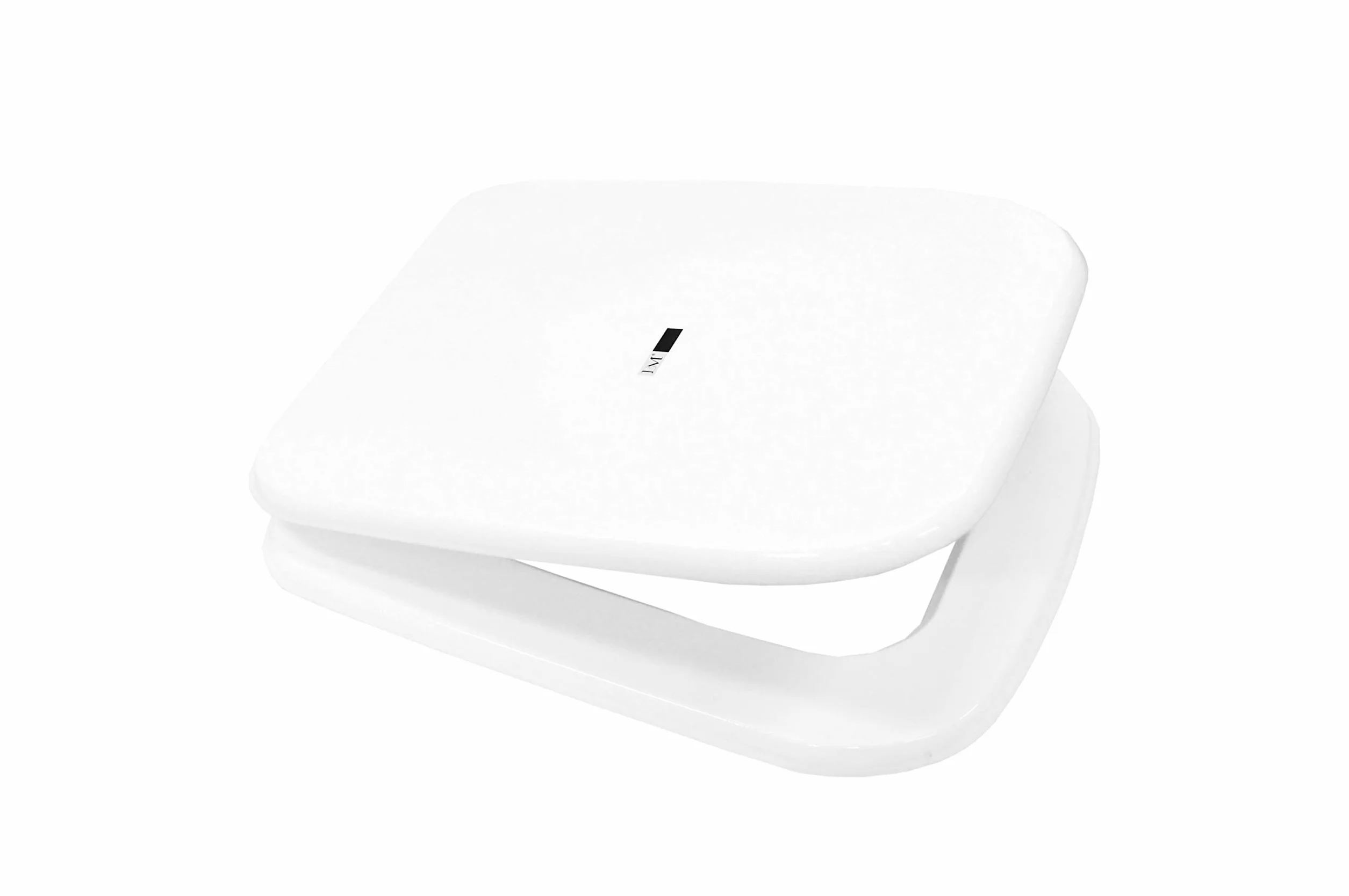 BM 7016 Copriwater Sedile Tavoletta WC Coperchio Toilet Seat Bagno in Legno MDF Bianco Quadrato Rettangolare, Misura Standard Fissaggio dal Basso Cerniere Incluse