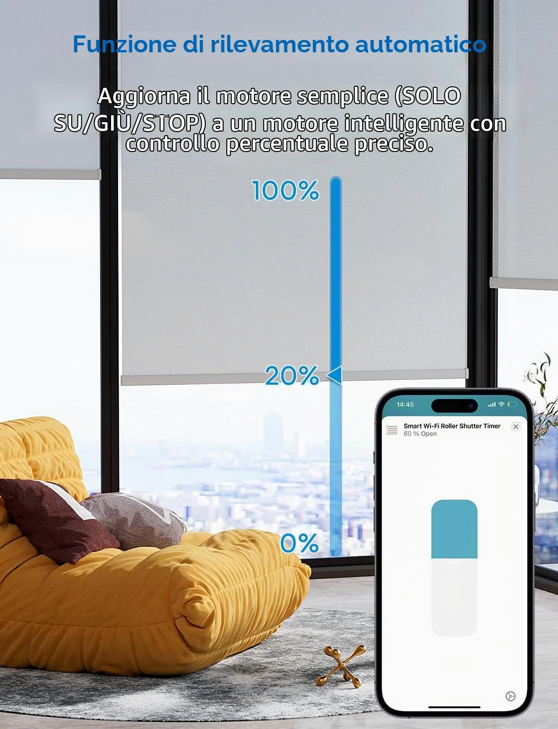 Meross Interruttore per tapparelle (è necessario un cavo neutro), set di 4 interruttori per tende da finestra compatibili con HomeKit, Alexa e Google Home, controllo vocale e telecomando