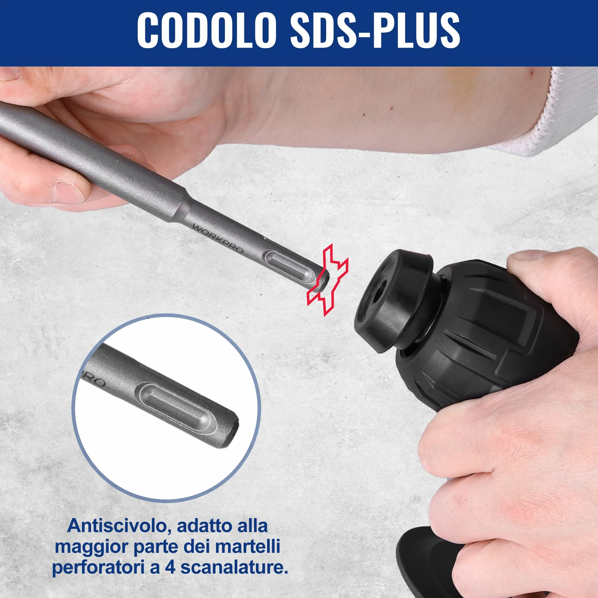 WORKPRO Set 15 punte trapano SDS-Plus per cemento muratura martello perforatore