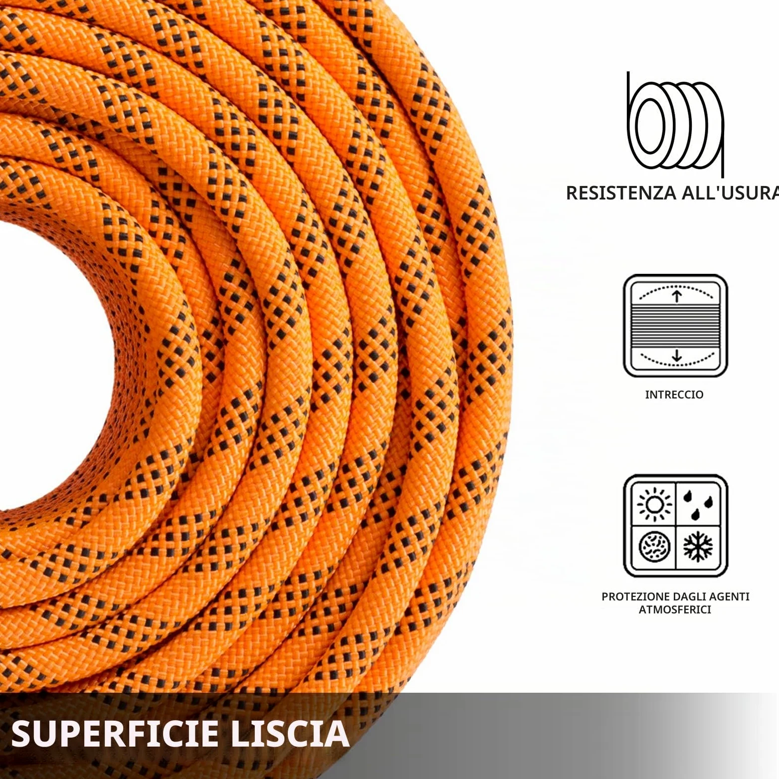 VEVOR Corda in poliestere a doppia treccia da 14 mm 61 m di corda in nylon, corda in nylon ad alta resistenza per potatori, giardinieri, marinai e attività quotidiane