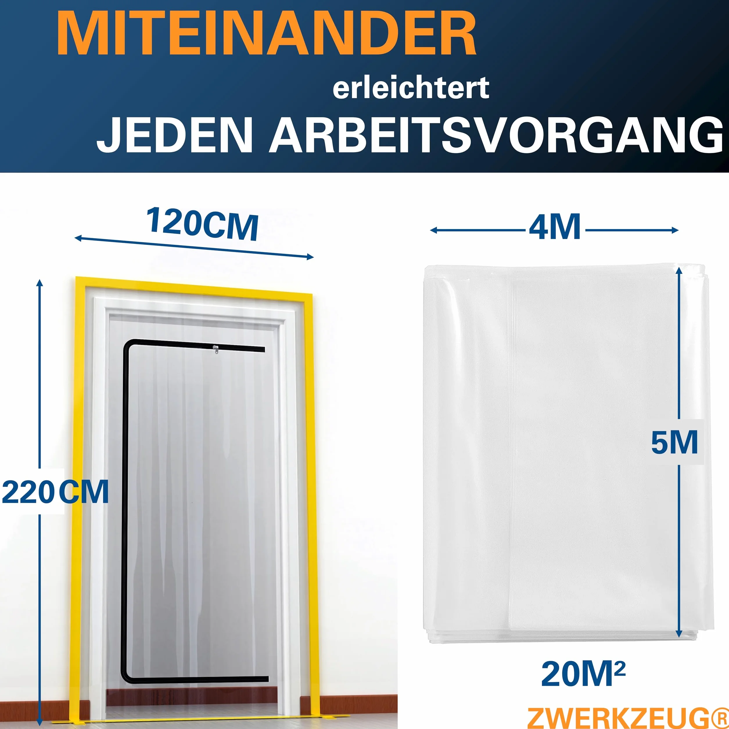 Set 2 porte antipolvere 100 micron impermeabile con chiusura lampo 5 teloni protettivi