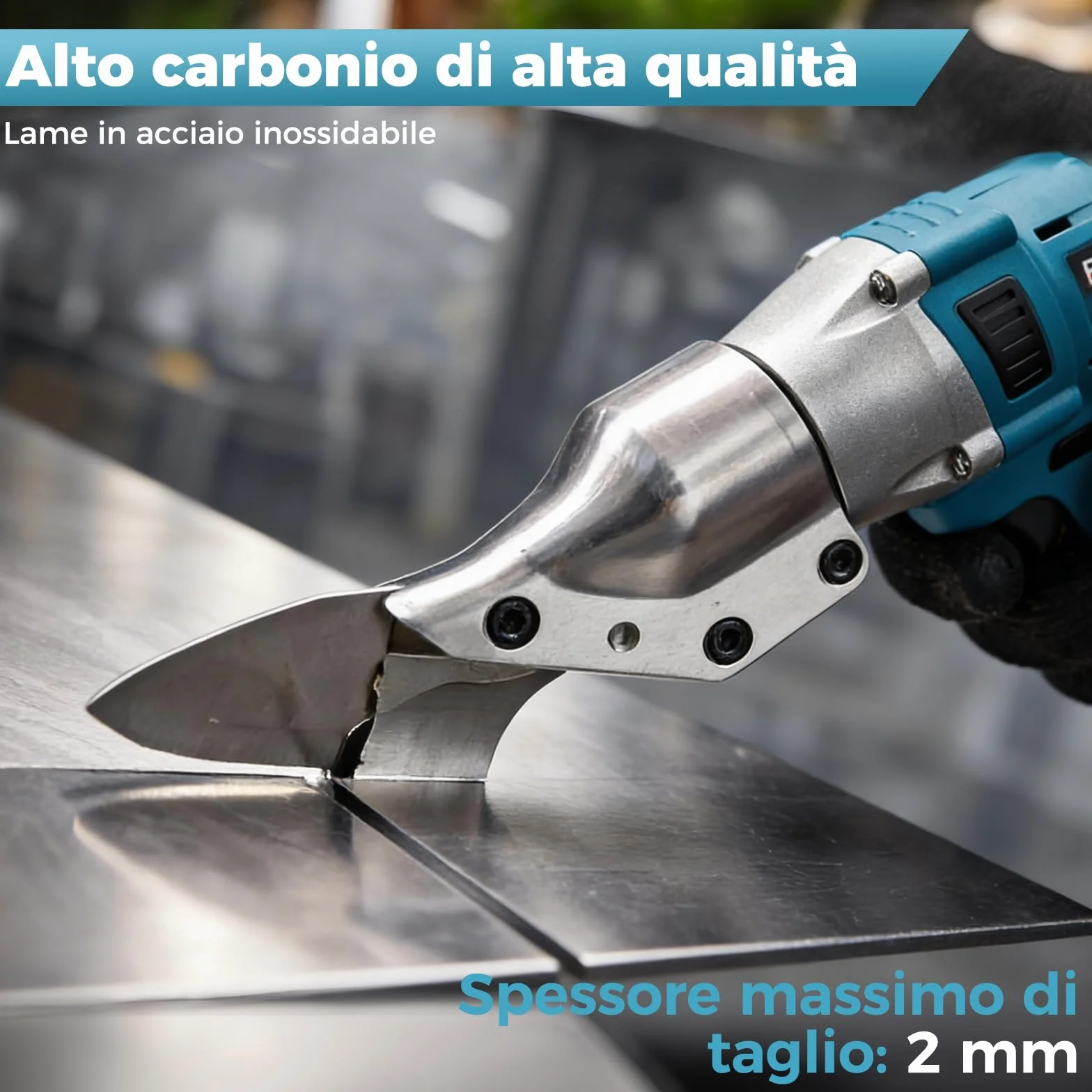 Bostar Cesoia per Lamiera a Batteria Brushless, Taglierina Elettrica per Metallo 1,5mm Alluminio 2,0mm, Testa Girevole 360°, 2x 4.0Ah Compatibile Makita 18V