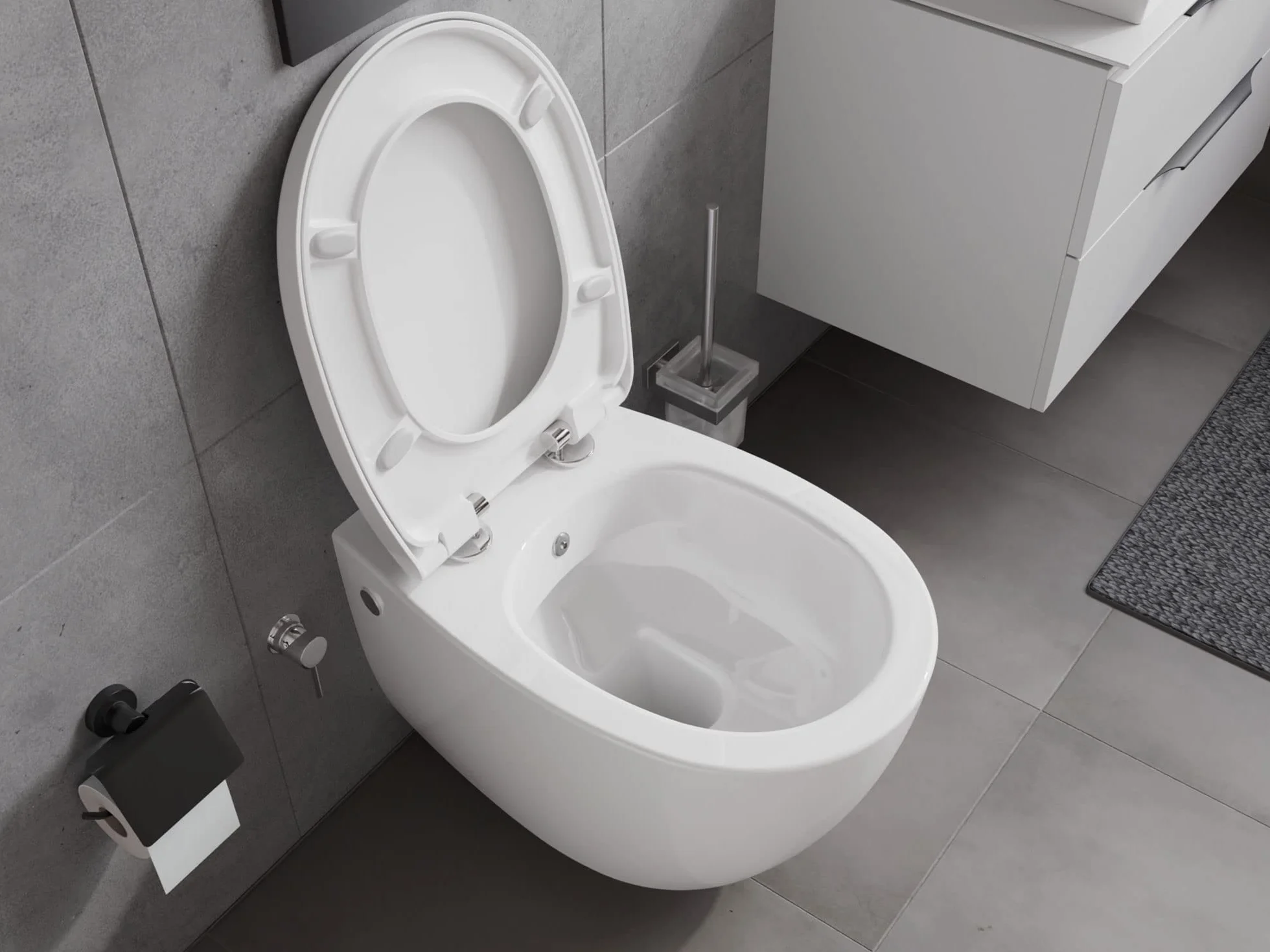 Aqua Bagno WC Taharet sedile per WC da doccia Soft Close sospeso con funzione bidet e sciacquone profondo ceramica
