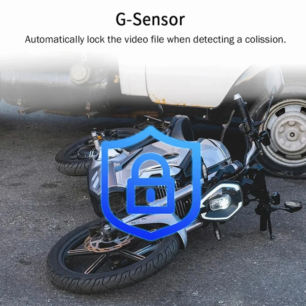V9 Dashcam per Moto WiFi 1080P Fotocamera Anteriore Posteriore Videoregistratore per Moto Impermeabile con Monitor di Parcheggio Resistente B