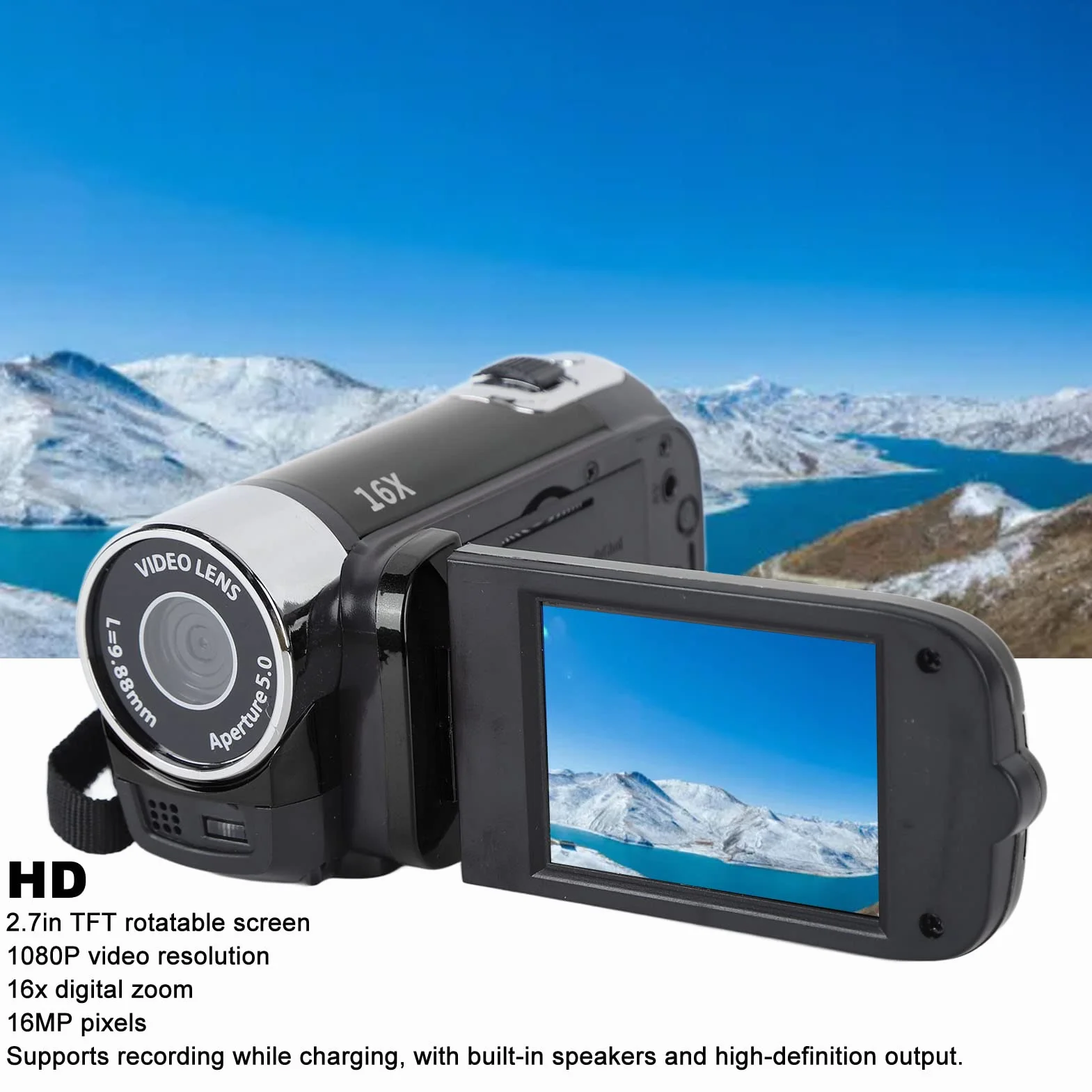 Videocamera digitale 16MP Schermo Girevole 2,7