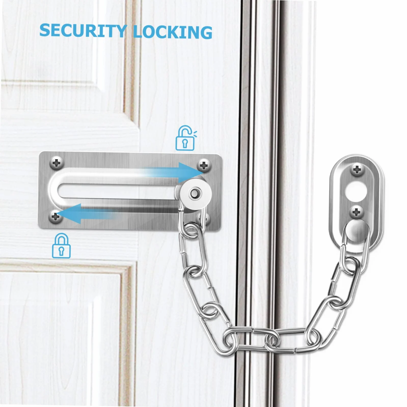 NUOBESTY 4pezzi Catena Sicurezza Per Porta in Acciaio Inossidabile Abbinate Chiusura Per Porte Interne Ingresso Serratura Resistente Per Case e Uffici