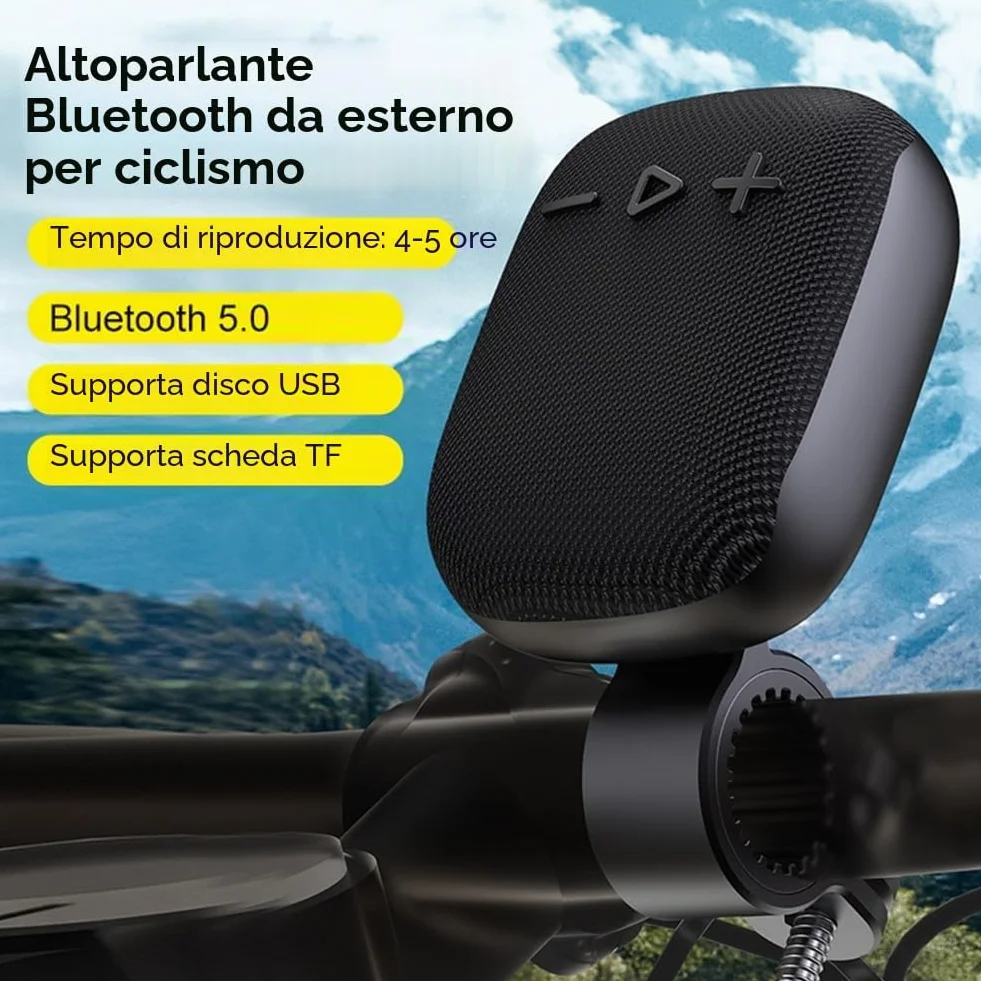 Altoparlante per bicicletta senza fili Bluetooth - Subwoofer per manubrio della bicicletta - nero - facile da installare e utilizzare