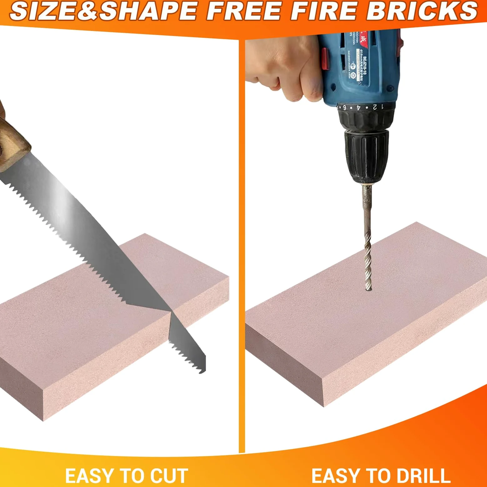 Mattoni refrattari, mattoni refrattari in argilla resistente alle alte temperature, per stufe a legna, camini, forni per pizza e affumicatori per barbecue, dimensioni 22,9 x 11,5 x 3,8 cm, confezione