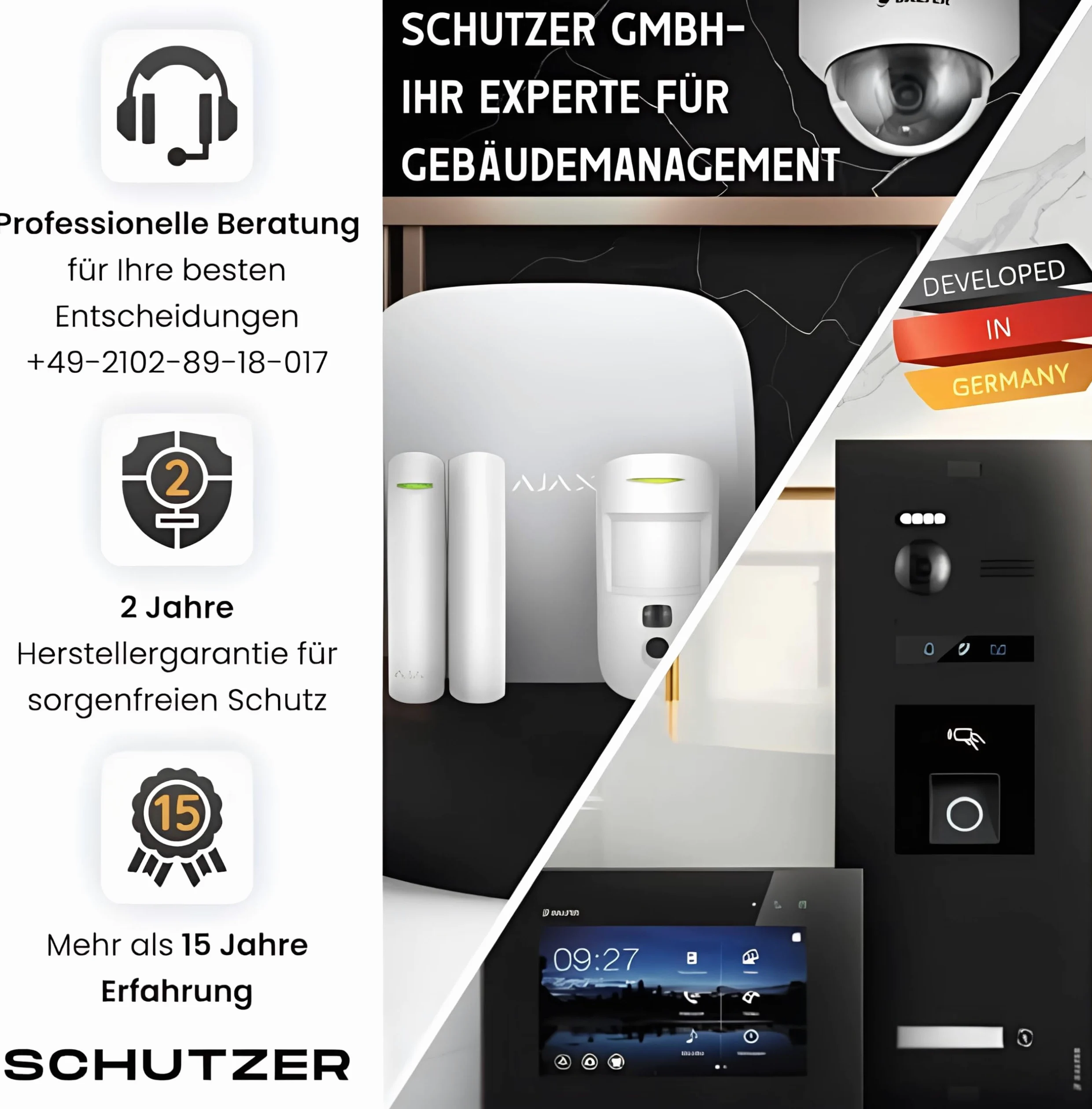Schutzer Balter EVO HD Touch 7 Videocitofono 1 casa di famiglia - fotocamera Full HD, touchscreen da 7", tecnologia a 2 fili, monitor da 4,3", RFID, visione notturna, a incasso, intercom
