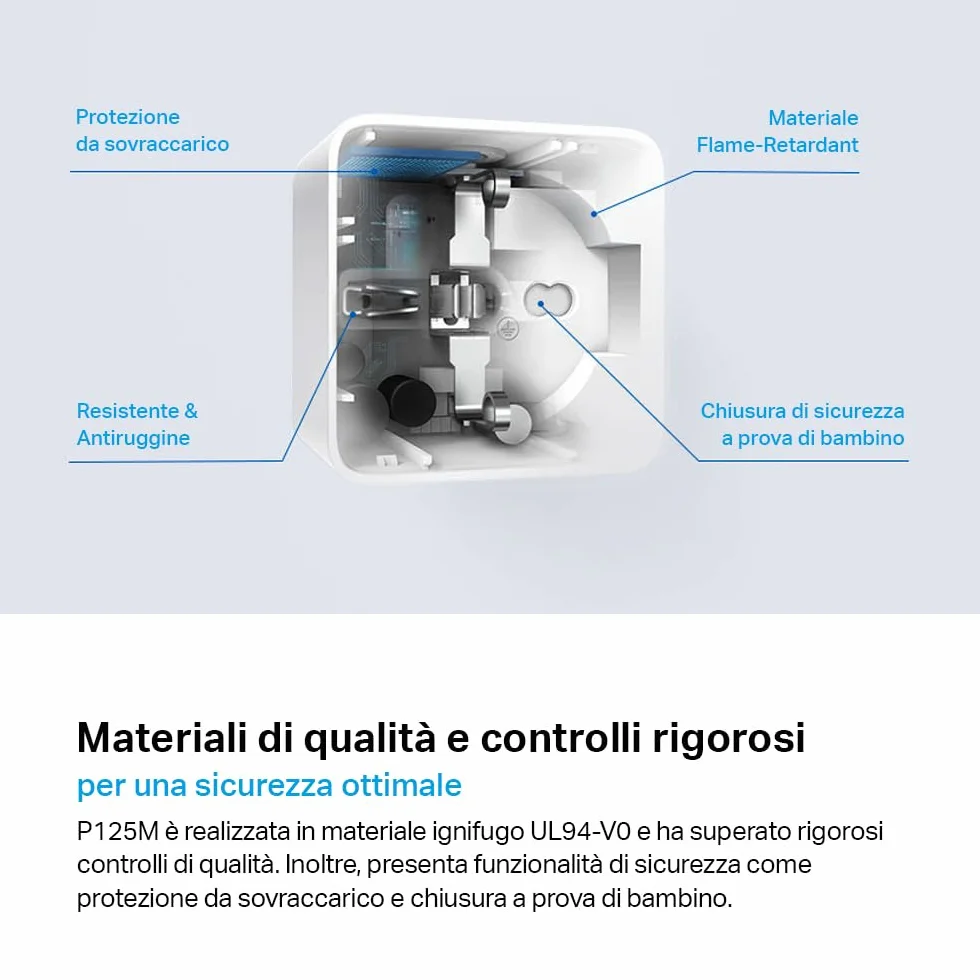 Tapo P125M Matter Presa Smart Italiana, Monitoraggio Energia, WiFi Intelligente Smart Plug, Compatibile con Alexa e Google Home, Controllo Vocale e Remoto, Tempo di Preselezione