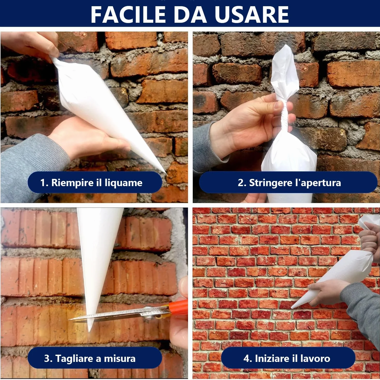 Sacca per Giunture Impermeabile 5 Pezzi, Sacchetto Malta Cemento Rapido per Fughe Piastrelle