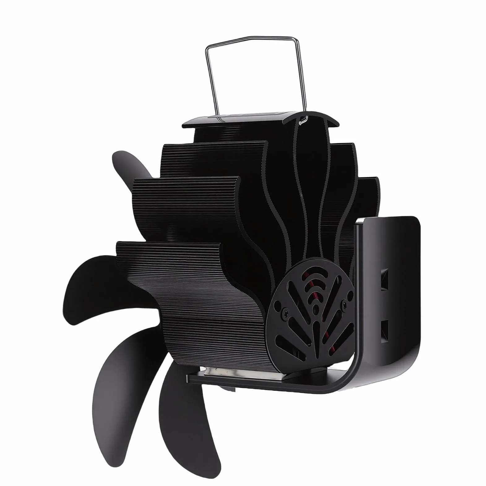Ventilatore per Stufa a Legna per Tubo Magnete, Ventilatore Termico Non Elettrico Alimentato a Calore per Camino, Bruciatore a Gas in Lega di Alluminio con Cinghia Fissa, Protezione da