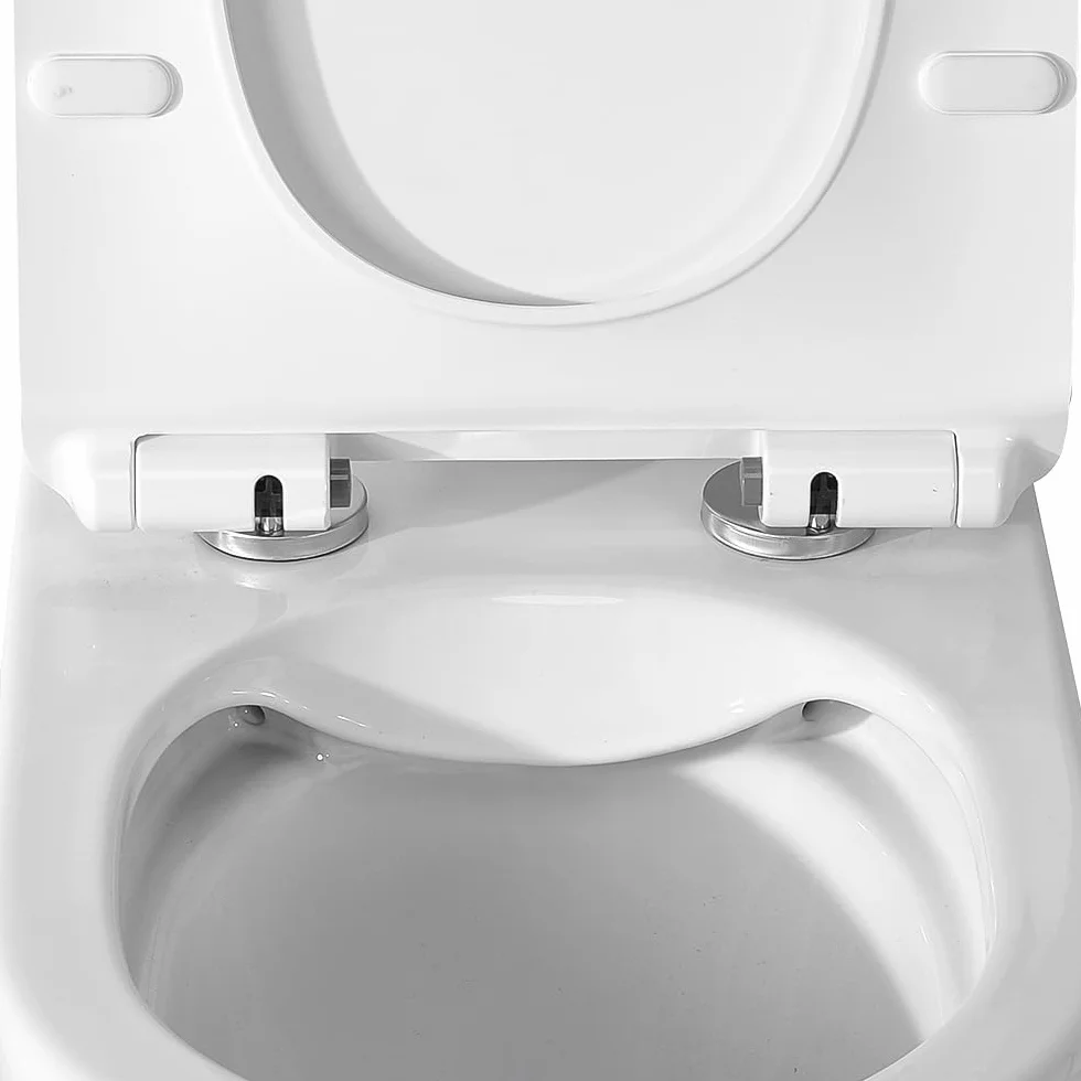 Coppia Sanitari Filomuro Serie Ukra WC E Bidet Ceramica Bianco Rimless Soft-Close