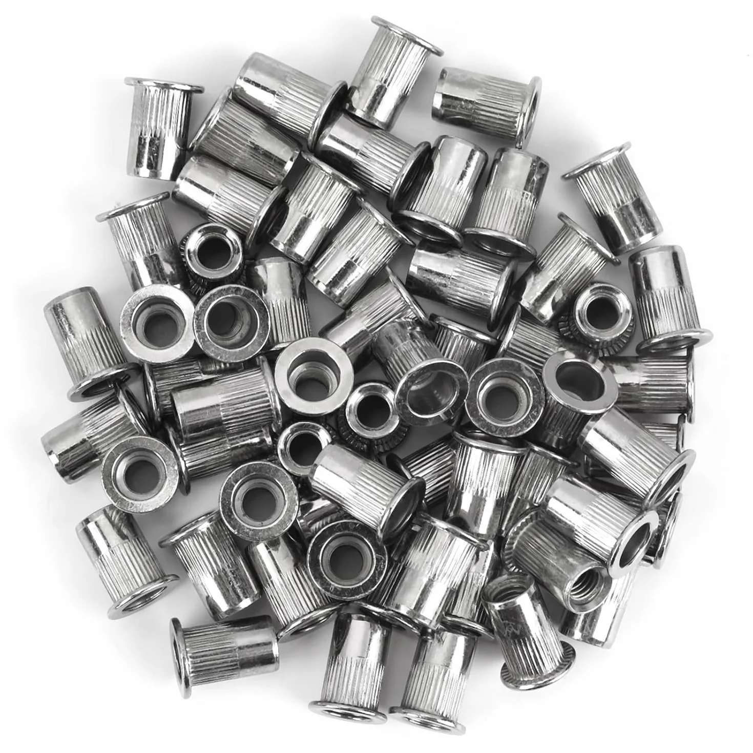 100 Pezzi Dadi Rivetti Filettati in Acciaio Inox M6, Dadi a Testa Piatta