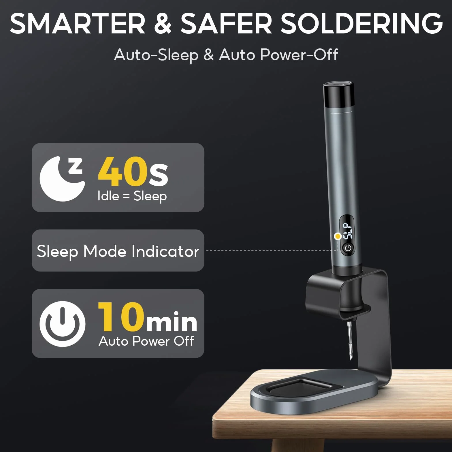 Saldatore a stagno a batteria con display LCD 200–450°C USB-C riscaldamento rapido 7s 3 punte C210
