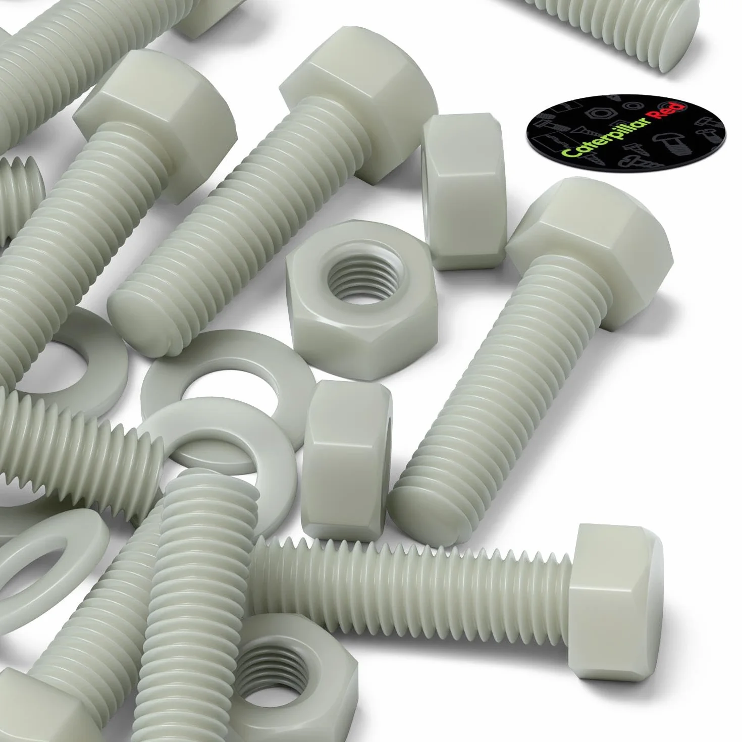 Viti M8 x 30mm Testa Esagonale in Super Nylon Rinforzato con Vetro, Dadi e Rondelle in Plastica