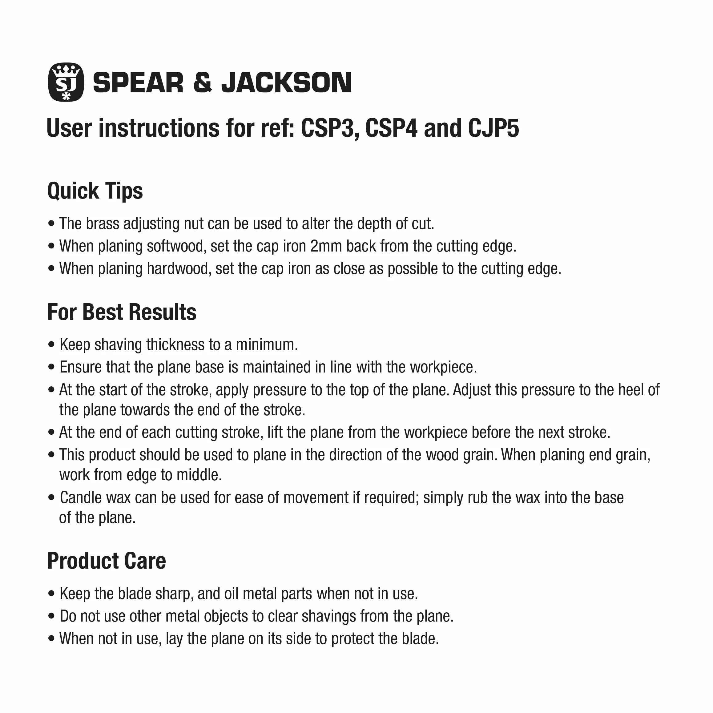 Spear & Jackson CJP5 Pialla da banco n. 5