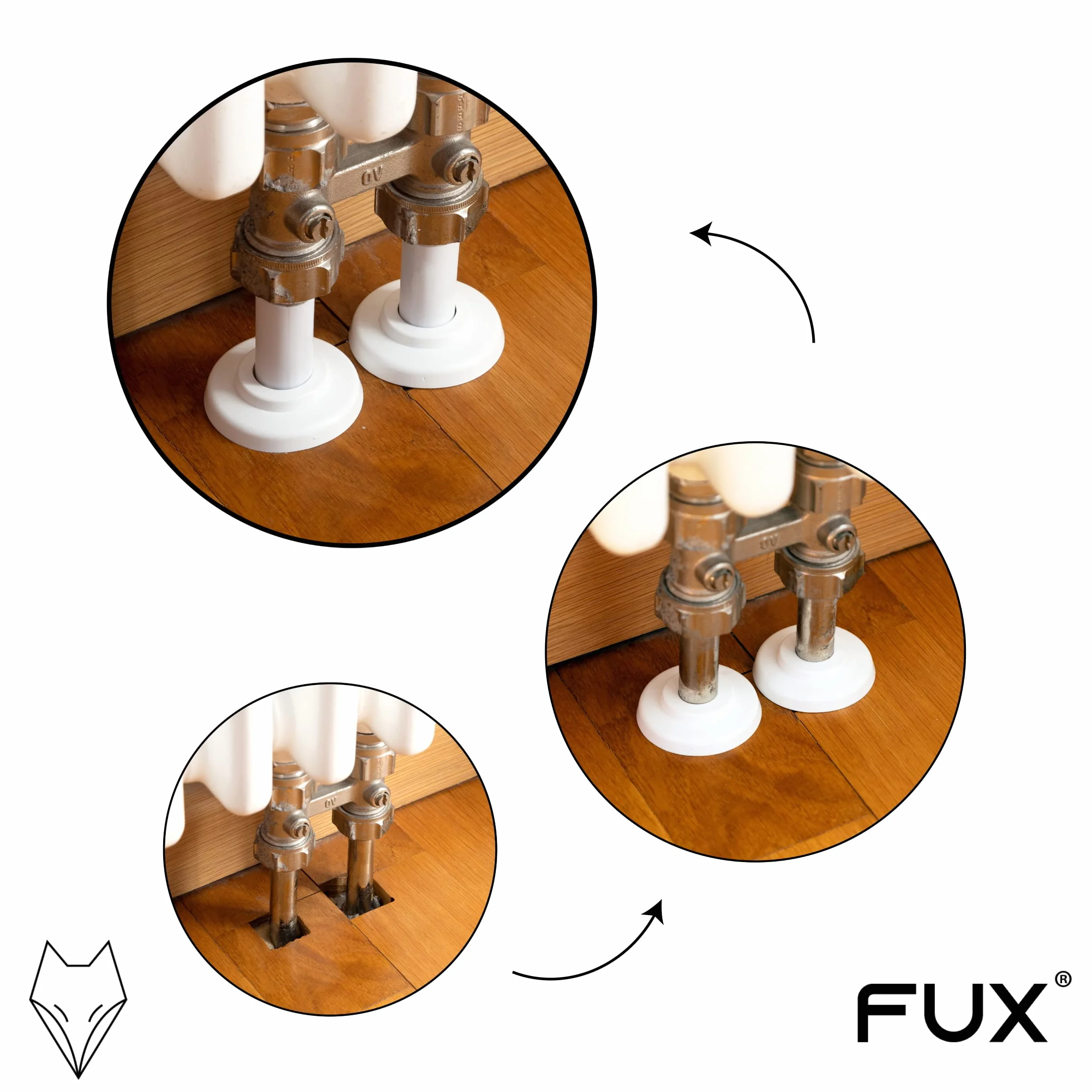 FUX Copri Tubi Termosifoni - 10 Rosette per Termosifone 18mm, Bianco (RAL 9016) - Copertura per Tubi Riscaldamento, Rosette Termosifoni, Accessori Termosifoni