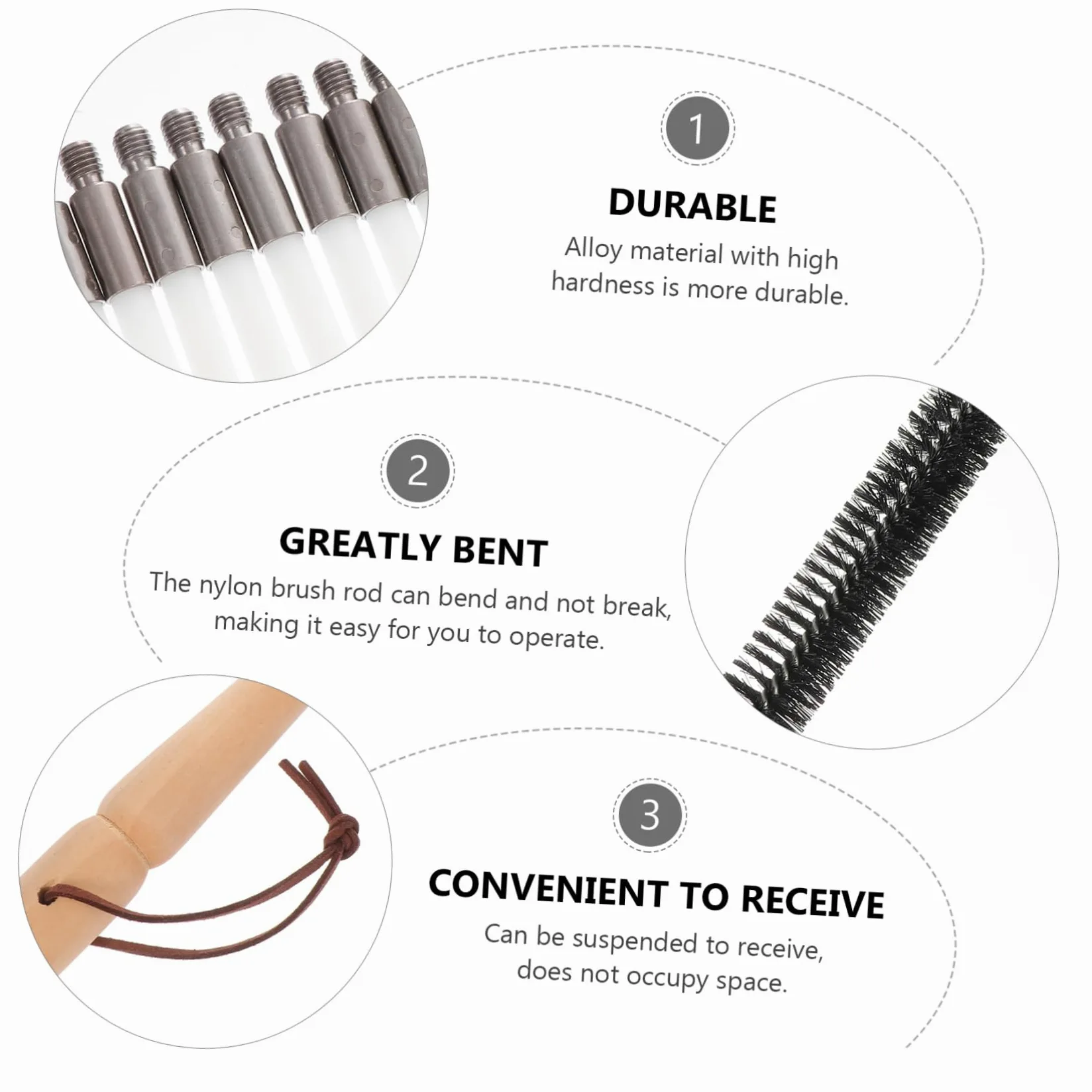 MAGICLULU Kit Scovolino Canne Fumarie e Asciugatrice, Spazzola in Nailon Aste Flessibili e Connessione Filettata per Pulizia Interna,