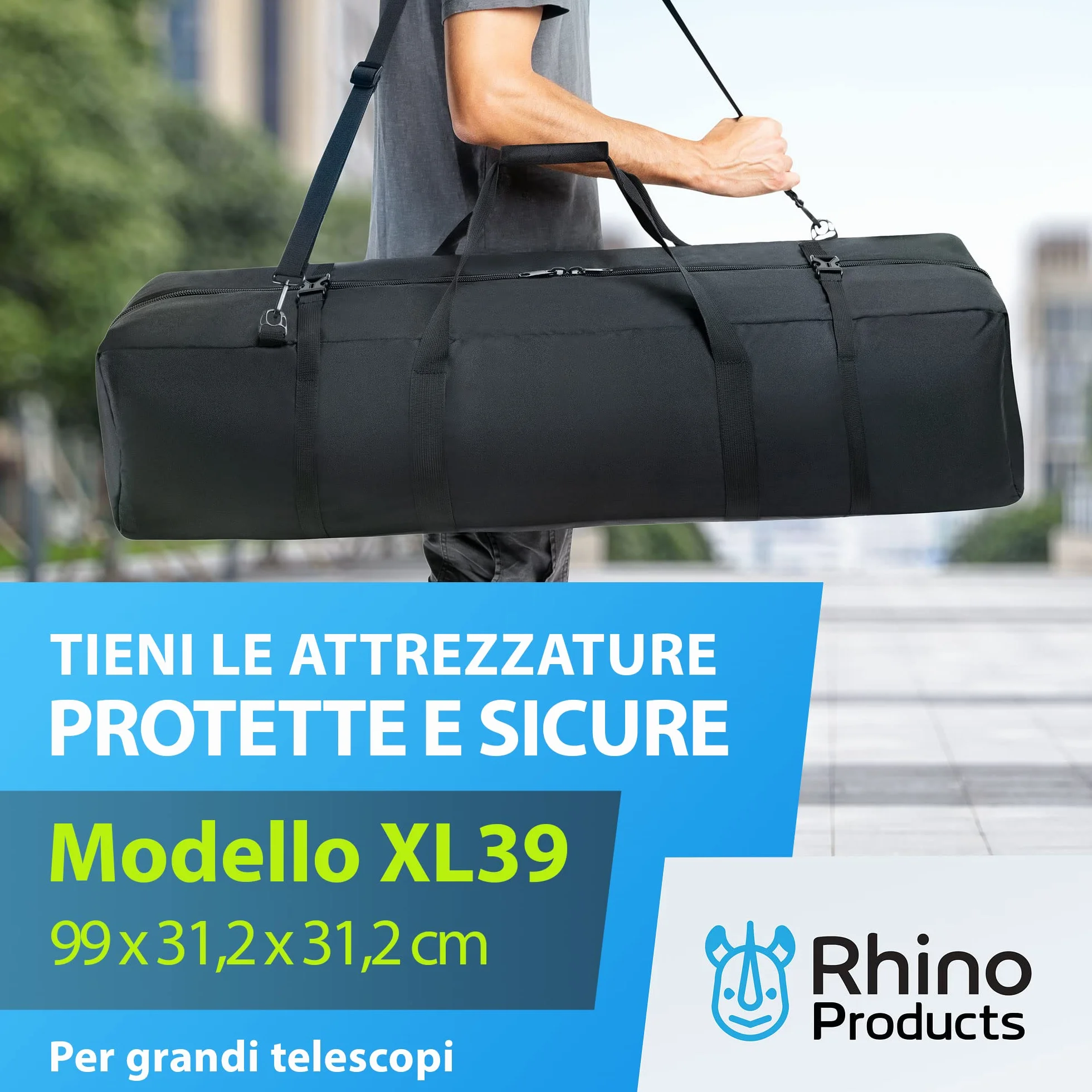 Borsa Multiuso per Telescopio Custodia per telescopio antiurto con tracolla regolabile e spazio extra, per uso militare, idrorepellente di Rhino