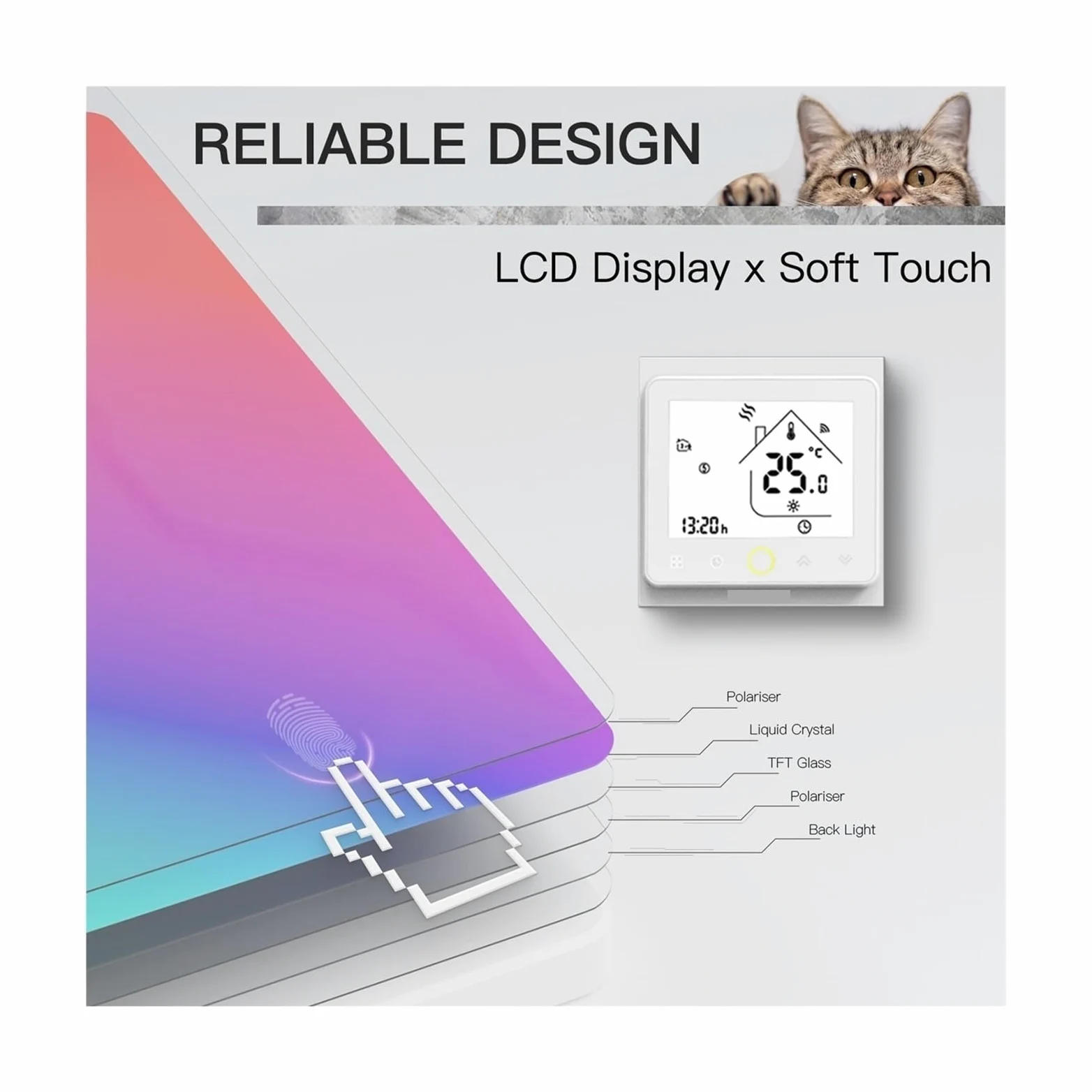 Smart WiFi Termostato Regolatore di temperatura Acqua Riscaldamento a pavimento caldo Acqua Caldaia a gas Funziona Facile Da Usare(Black,BHT-002-GBLW(WiFi))