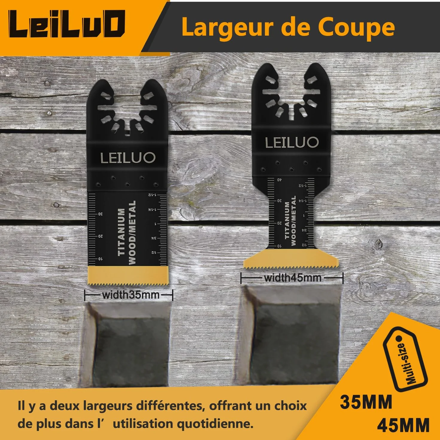 Kit lame multiutensile in titanio LEILUO 15 pezzi Lame oscillanti per chiodi Legno Confezionato in custodia Adatto a Dewalt Makita Ryobi Milwaukee e altro