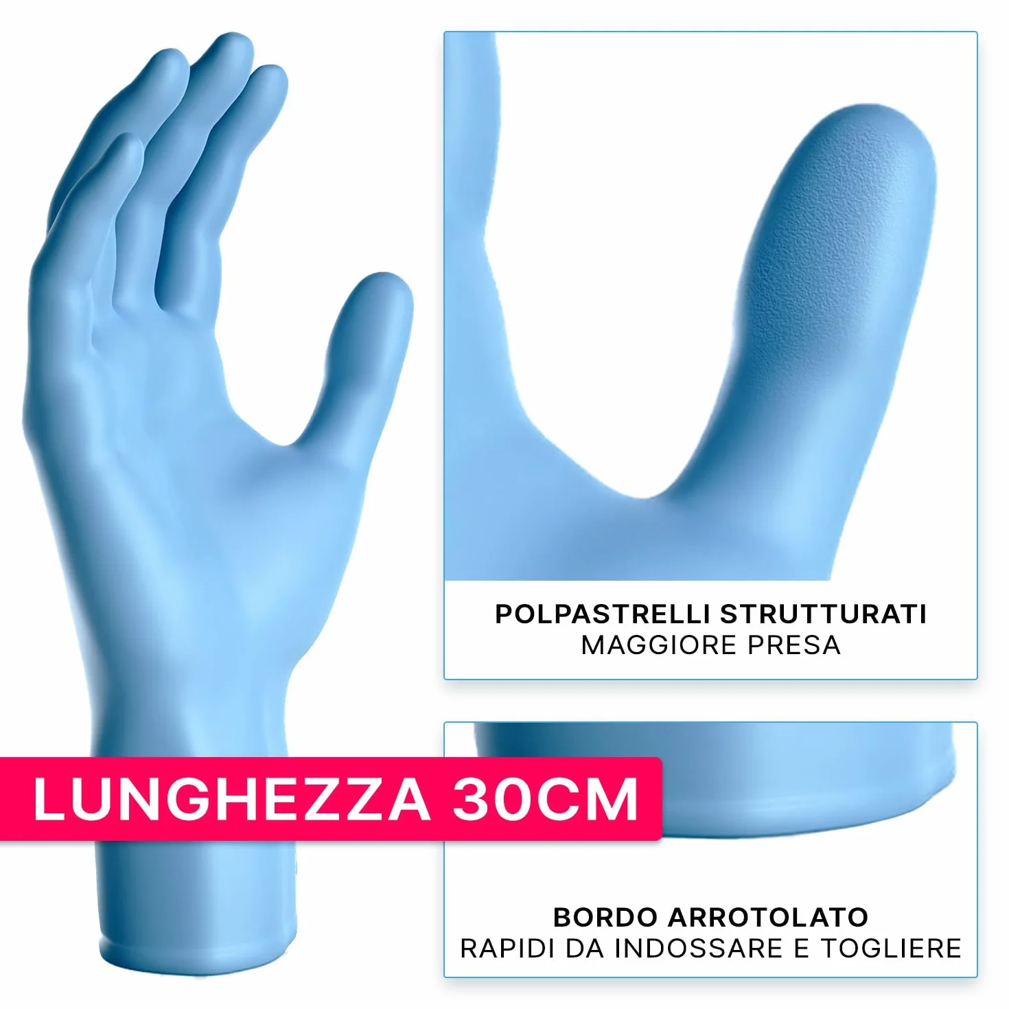 ARNOMED Guanti nitrile monouso blu extra lunghi 30 cm M 100 pz