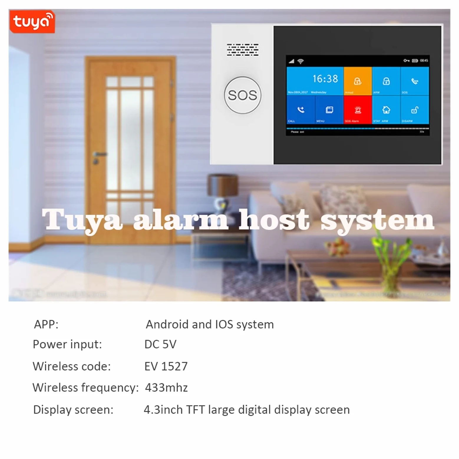 Sistema di Allarme, Tuya Smart Alarm di sicurezza domestica con sensore movimento Sensore porta Rfid Card Kit allarme wireless(D)