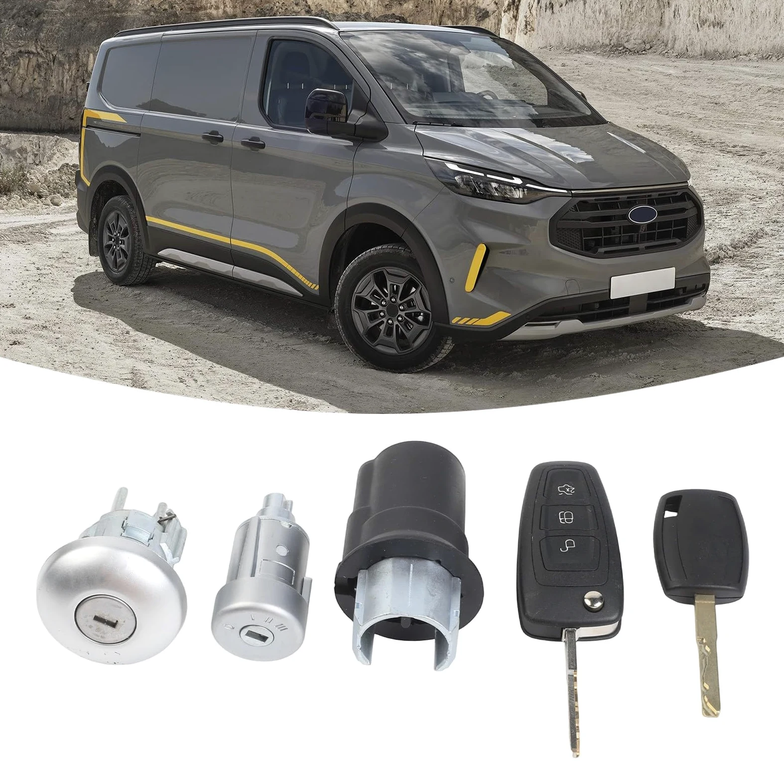 Serratura Metallo ABS per Ford Transit 2015-20 Serratura Metallo | Compatibile per ford Transit Custom, materiale metallo ABS, installazione rapida, ricambio diretto OEM
