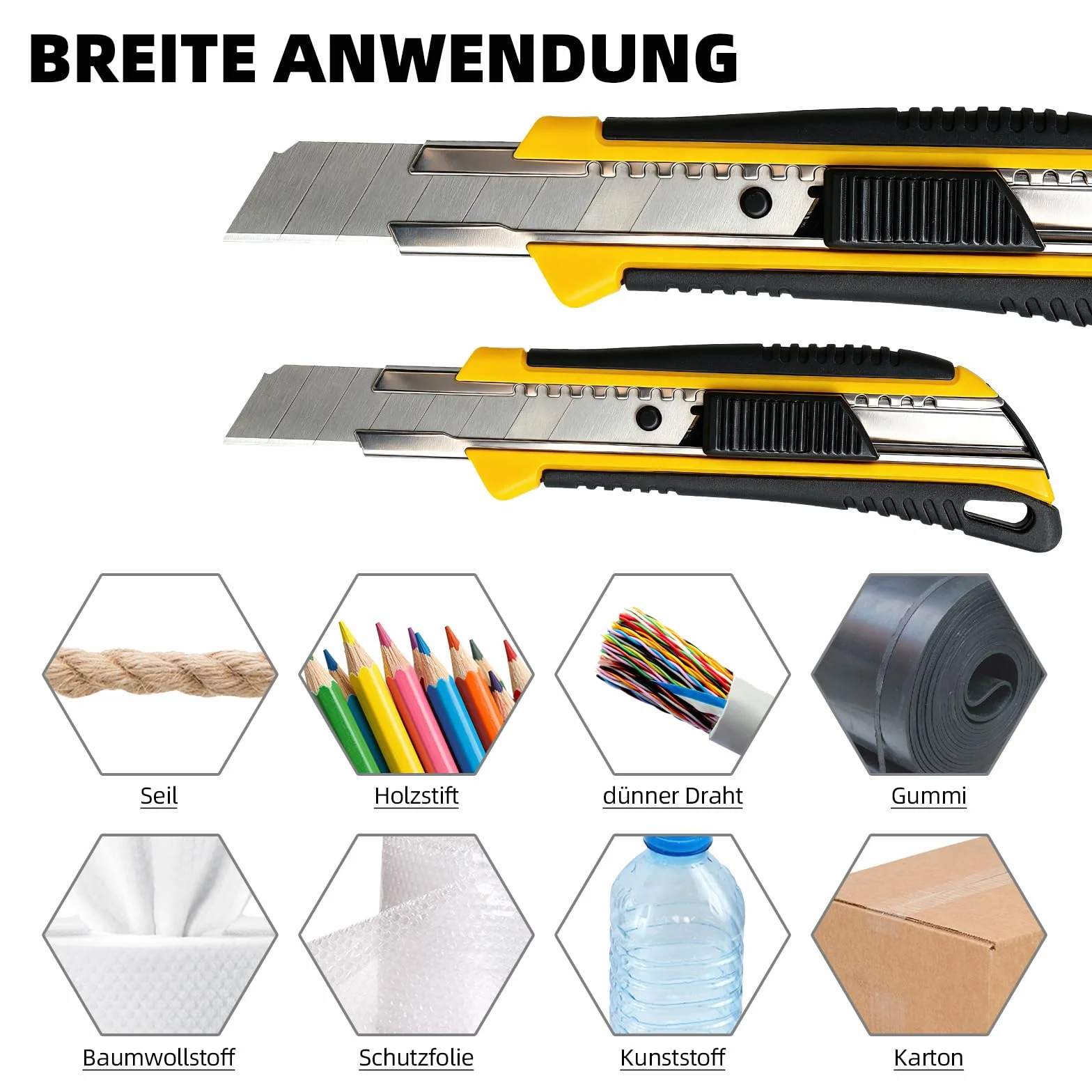 CCLIFE 4 pezzi taglierino professionale 18 mm + 20 lame maniglia antiscivolo per cartone moquette