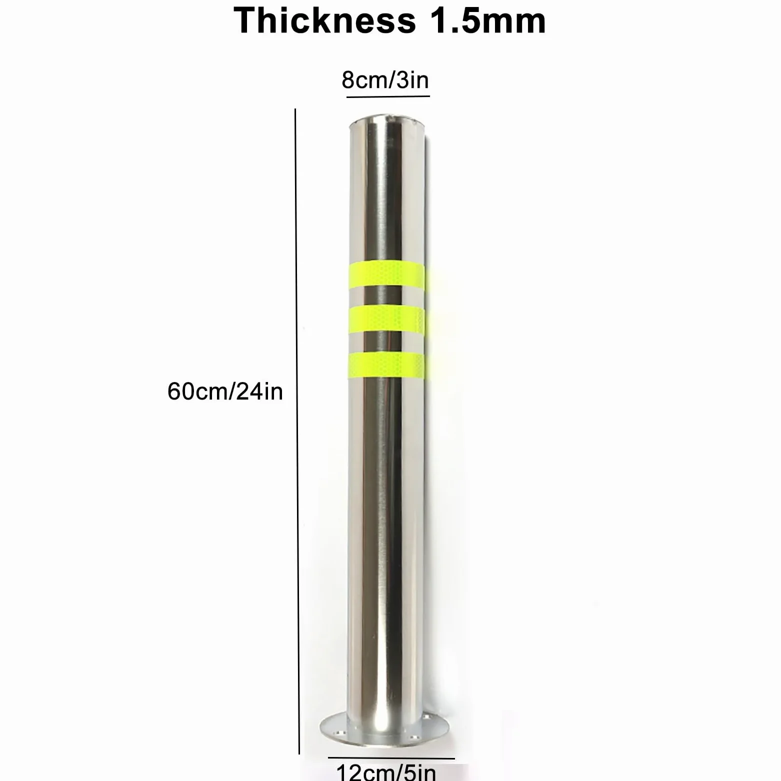 Generico Dissuasori di Sicurezza in Acciaio Inossidabile - Confezione da 6, Altezza 61 cm, Diametro 7,6 cm, Barriere di parcheggio Riflettenti per Uso Commerciale e residenziale, Resistenti e imperme