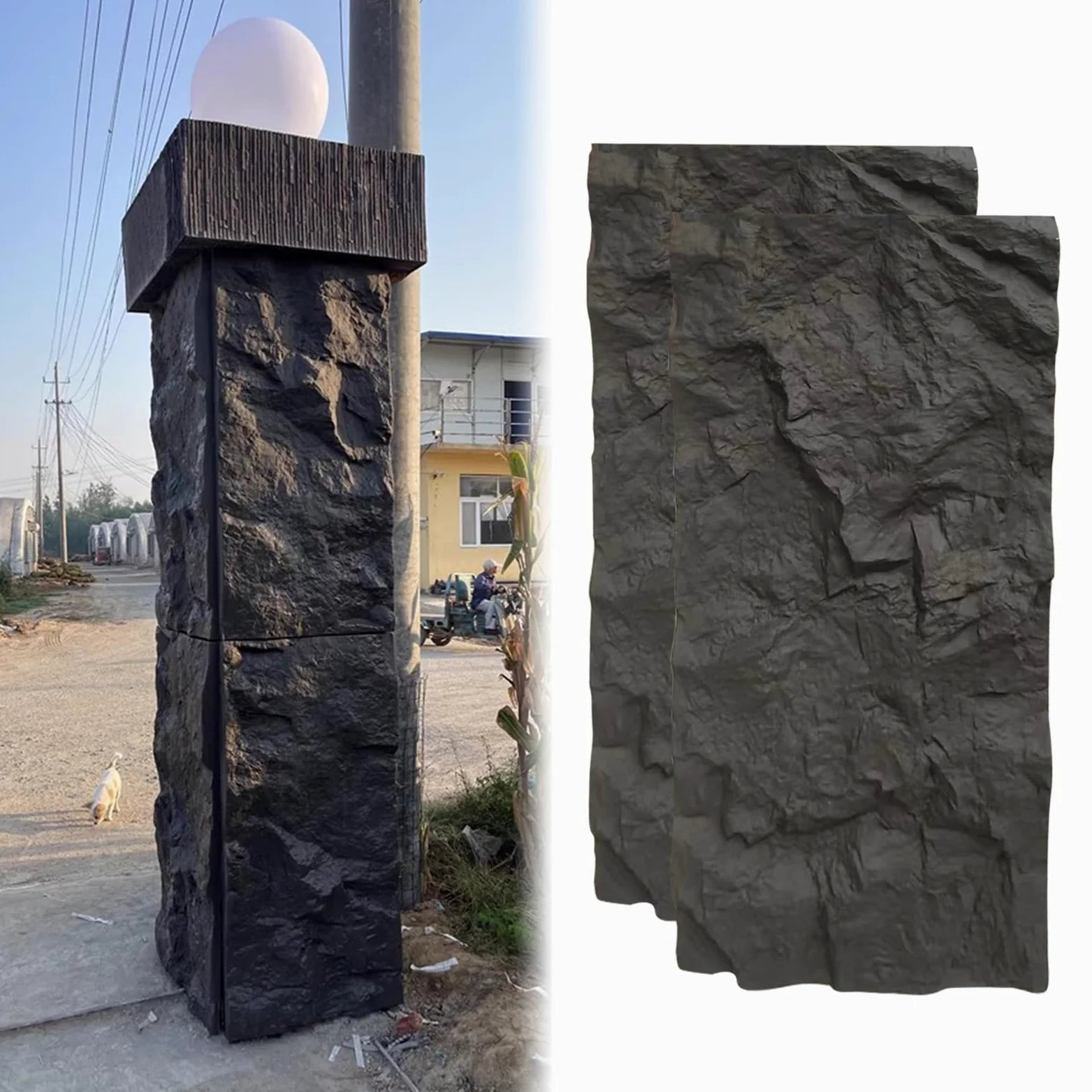 Pannello murale in finta pietra 3D per esterni e interni, rivestimento decorativo per camino e rivestimenti