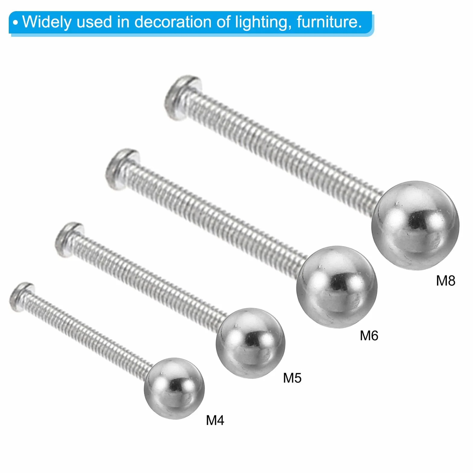 PATIKIL Dadi Manopola M4 Femmina Filettatura 8mm OD 304 Inossidabile Acciaio Tondo Sfera Vite Cappuccio