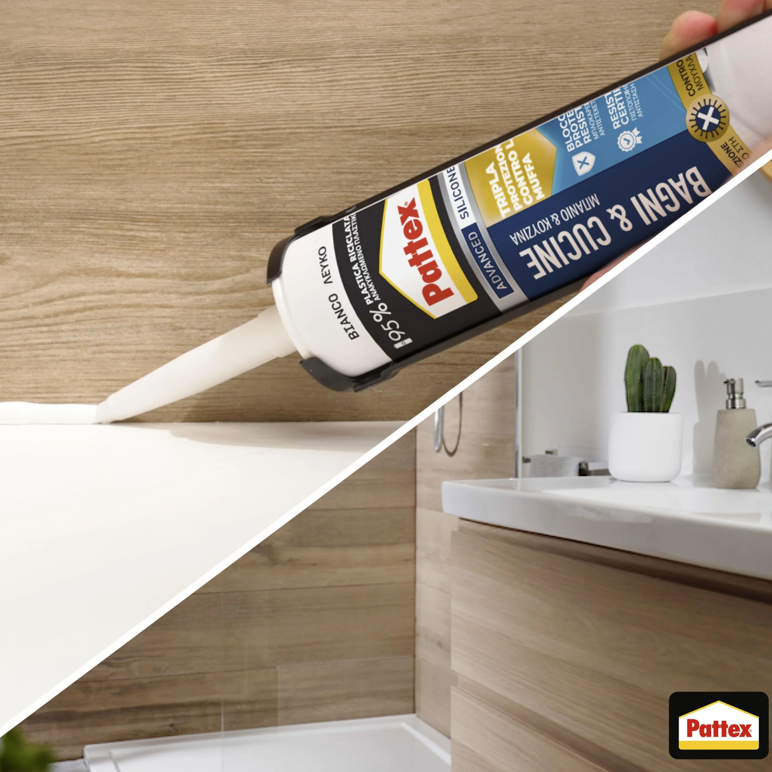 Pattex Sigillante bianco Tripla Protezione antimuffa Silicone resistente all'acqua 300ml