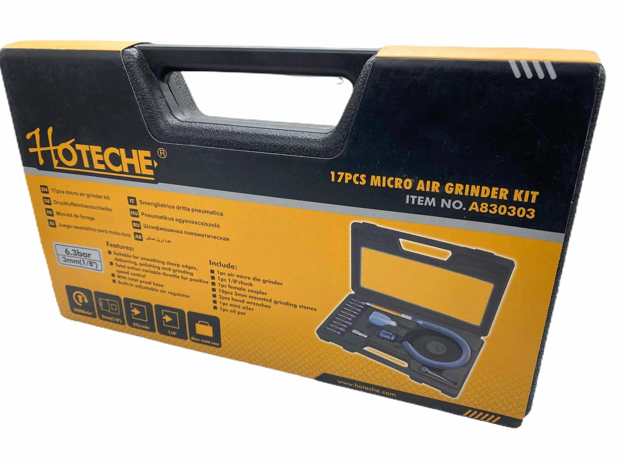 Mini Smerigliatrice Pneumatica ad Aria Compressa 54000 RPM Kit 17 Pezzi 3 mm per Metallo