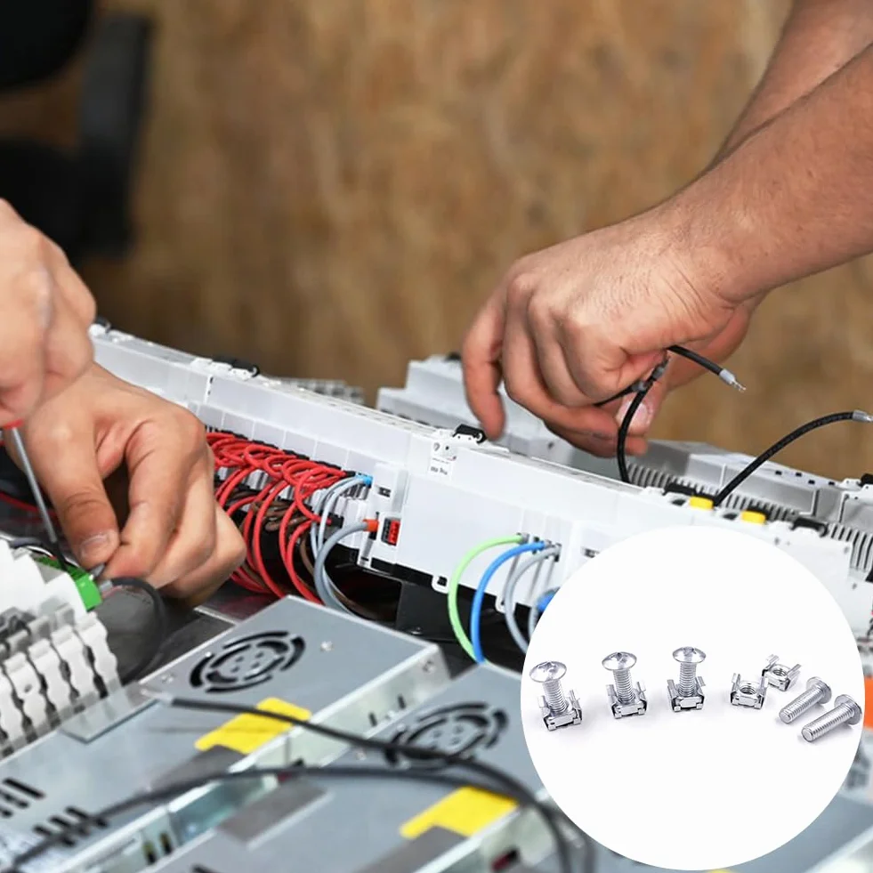 Viti e Dadi in Gabbia M6 per Armadio Rack, Set da 55 Pezzi per Patch Panel e Server