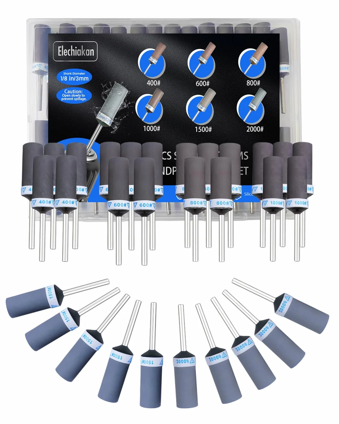 Set di 30 tamburi abrasivi Dremel con gambo 1/8" per plastica legno metallo rettifica