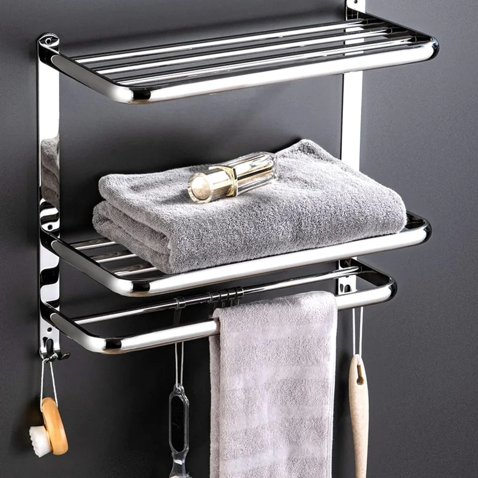 Portasciugamani Mensola da Bagno a Parete Realizzata con portasciugamani, mensole da Bagno mensole da Cucina Bagno argento/argento/50 cm