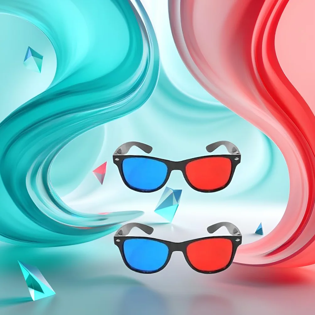 2 occhiali 3D universali rossi e blu per TV cinematografici, 3D, occhiali 3D, per videogiochi, per film 3D, occhiali 3D, design semplice e leggero, accessori per occhiali 3D