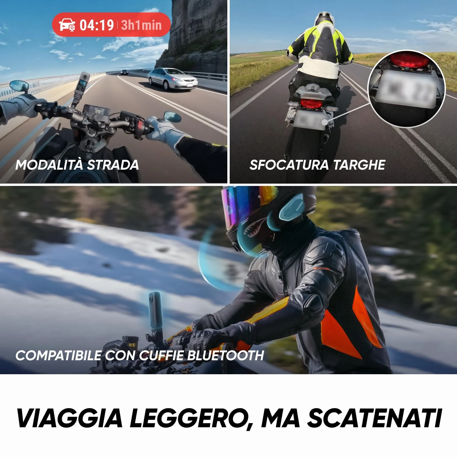 Insta360 X4 Air, Videocamera 8K 360 leggera 165g, Selfie stick Invisibile, lenti sostituibili, cover antivento integrata, prima registri poi inquadri, Pack Starter