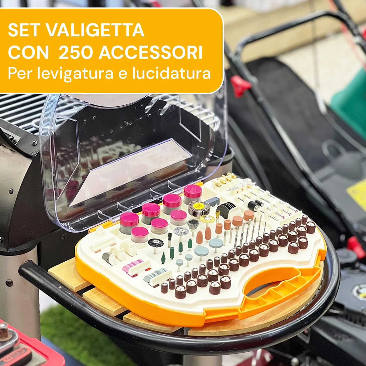 Avilia Set Valigetta Accessori Levigatura Lucidatura per Mini Smerigliatrice 250 Utensili Multifunzione