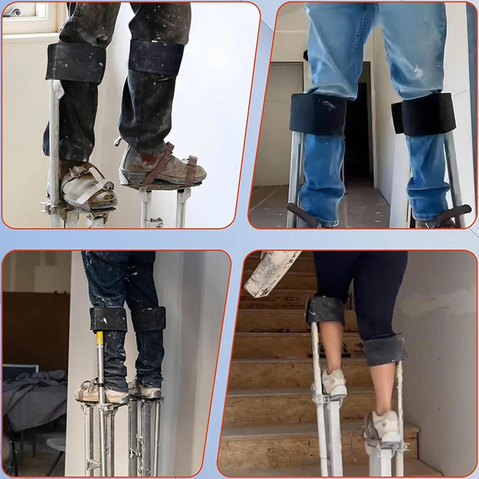 2 Pezzi Cinghie per Trampoli per Cartongesso, Cinghie Regolabili per Gambe Comode Cinghie Larghe Elastiche Riutilizzabili Spesse e Imbottite per Cartongesso, Pittura