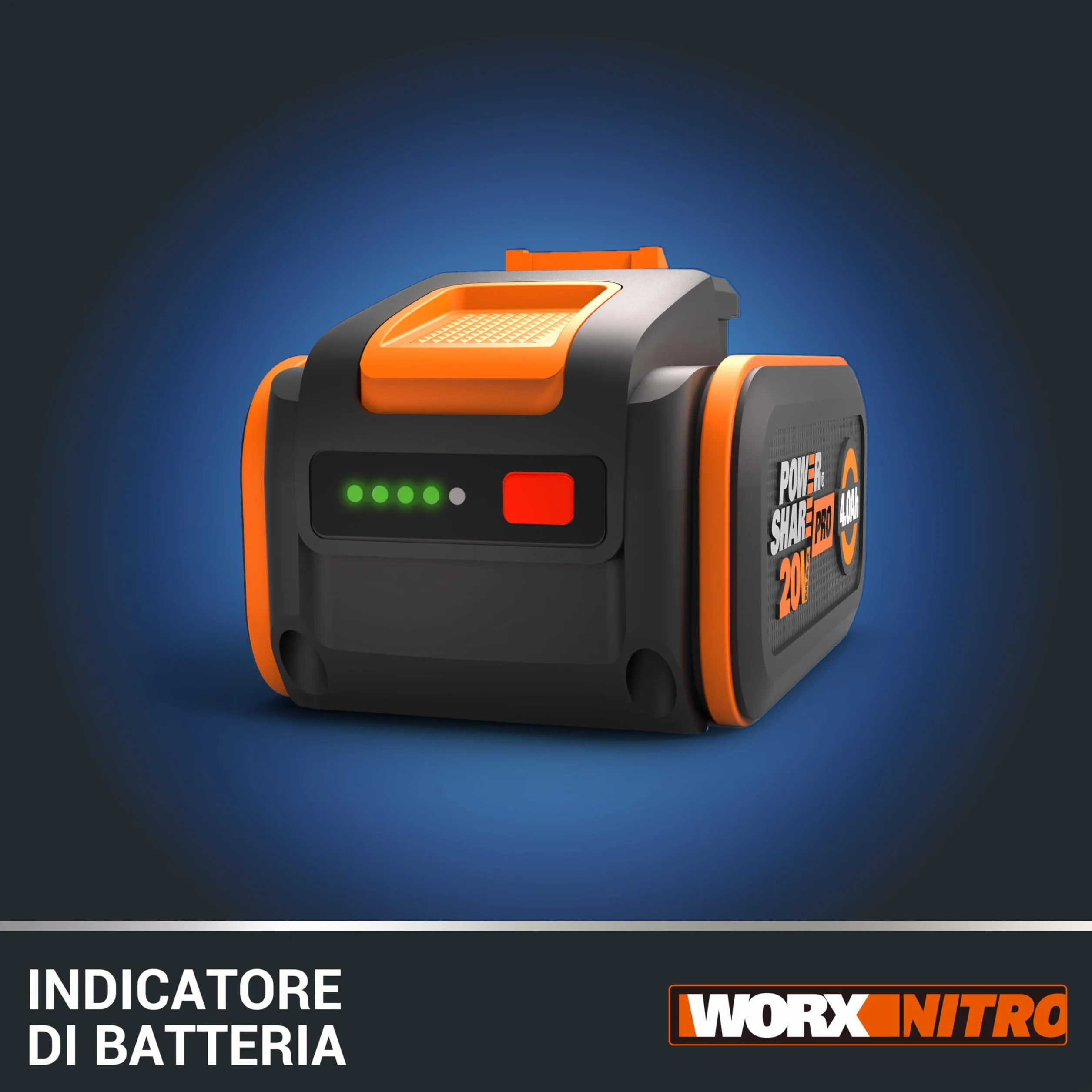 WORX WA3644 Batteria Powershare Pro agli ioni di litio 20 V 4 Ah compatibile con Worx 20 V 40 V 80 V