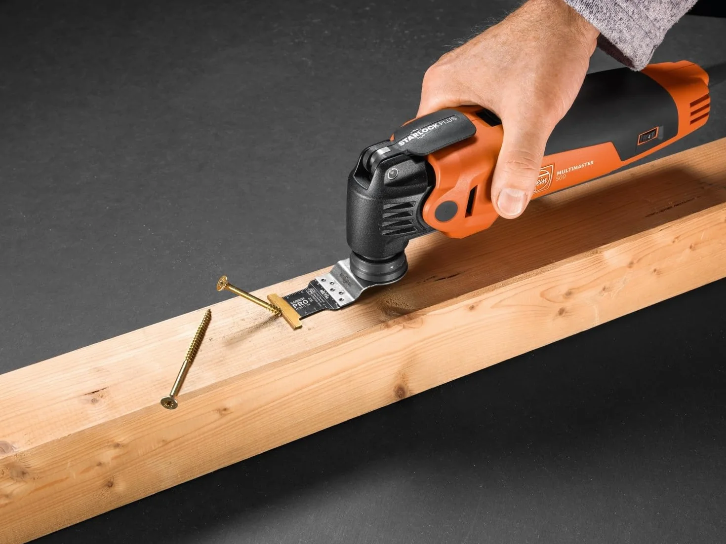 FEIN E-Cut Carbide Pro Lama da taglio in profondità, 1 pz., Larghezza 32 mm, Lunghezza 60 mm, Attacco Starlock Plus, Lama in metallo duro con rivestimento in TiN estremamente resistente all’usura