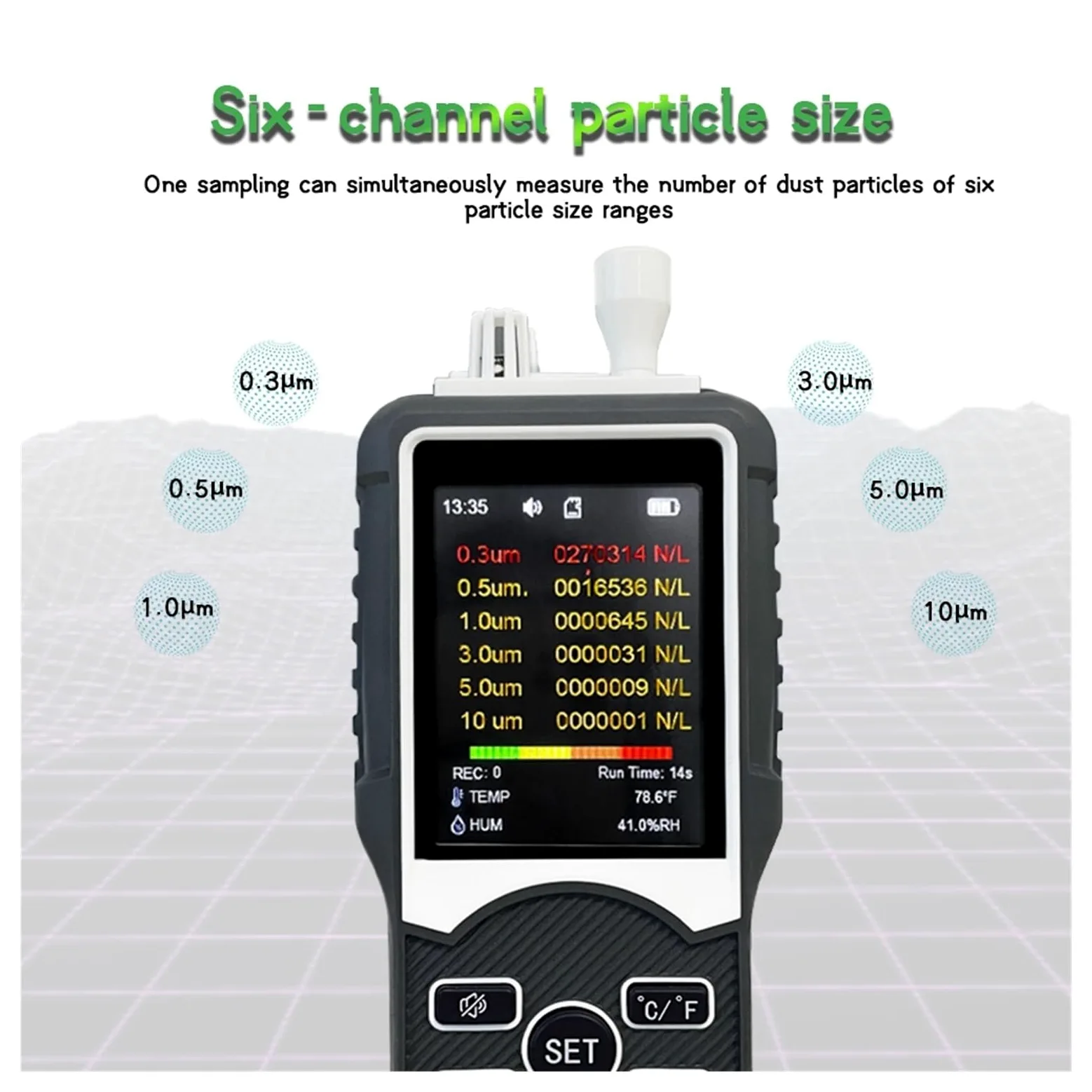Contatore di particelle polvere Rilevatore CO2 PM2.5 a 6 canali con display LCD Tester qualità dell'aria Monitor for gas for uso domestico Per cucina e camper