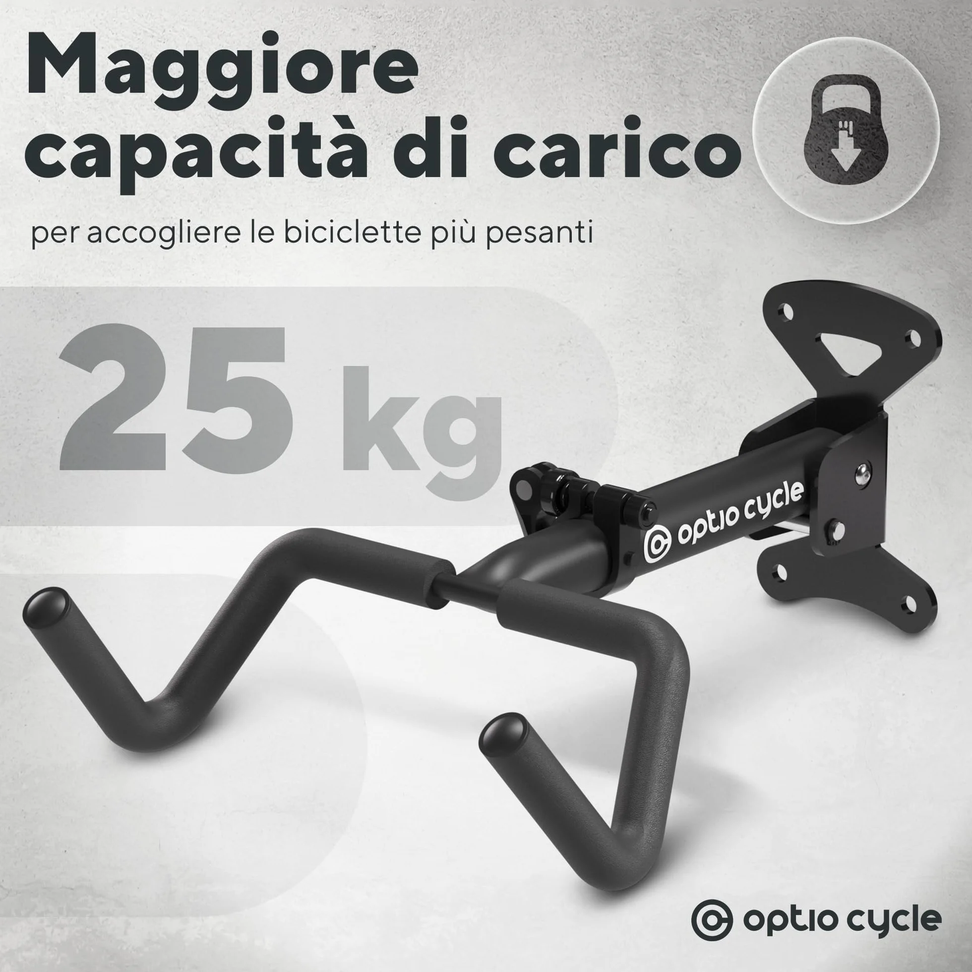 Porta Bici da Muro Orizzontale Pieghevole – Appendi Bici da Muro per E-Bike, MTB, Gravel e Corsa Fino a 25 kg | Portabici per Garage, Cantina, Casa con Protezione Telaio