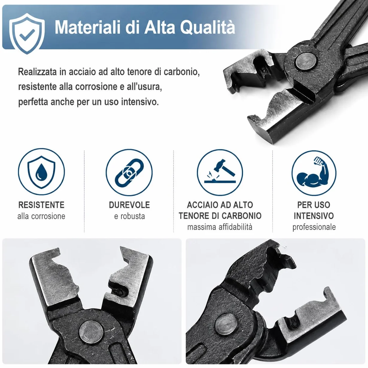 Pinza per Fascette Stringitubo Clic-R 17 cm Professionale in Acciaio Impugnatura Antiscivolo